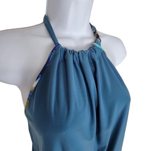 Abi Ferrin Steel Blue T-Back Halter "Hazel" 4013 Pantset Jumpsuit Size XS - Picture 6 of 16